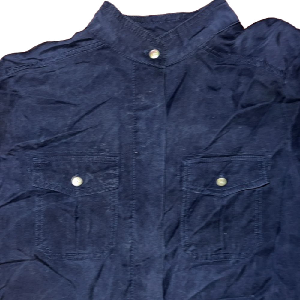 Navy Blue Button Down Sharagano Collared Dress - image 3